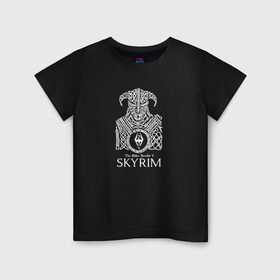 Детская футболка хлопок с принтом Skyrim / Скайрим в Белгороде, 100% хлопок | круглый вырез горловины, полуприлегающий силуэт, длина до линии бедер | skyrim | the elder scrolls | викинг | войн | довакин | игра | рыцарь | скайрим