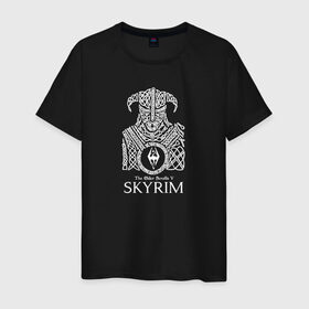 Мужская футболка хлопок с принтом Skyrim / Скайрим в Белгороде, 100% хлопок | прямой крой, круглый вырез горловины, длина до линии бедер, слегка спущенное плечо. | skyrim | the elder scrolls | викинг | войн | довакин | игра | рыцарь | скайрим