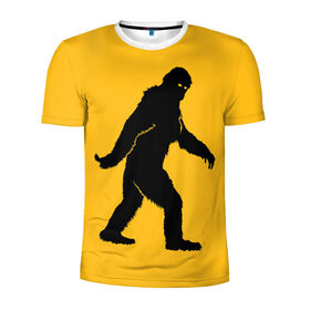 Мужская футболка 3D спортивная с принтом Йети в Белгороде, 100% полиэстер с улучшенными характеристиками | приталенный силуэт, круглая горловина, широкие плечи, сужается к линии бедра | bigfoot | yeti | бигфут | горилла | йети | обезьяна | силуэт