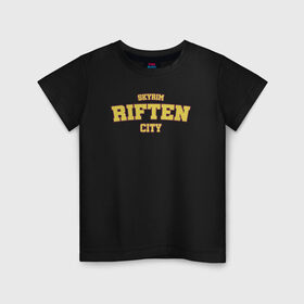 Детская футболка хлопок с принтом SKYRIM - RIFTEN CITY в Белгороде, 100% хлопок | круглый вырез горловины, полуприлегающий силуэт, длина до линии бедер | riften | skyrim | tes | varsity | видеоигры | рифтен | скайрим