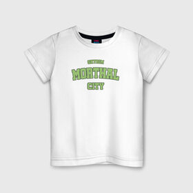 Детская футболка хлопок с принтом SKYRIM - MORTHAL CITY в Белгороде, 100% хлопок | круглый вырез горловины, полуприлегающий силуэт, длина до линии бедер | morthal | skyrim | tes | varsity | видеоигры | морфал | скайрим