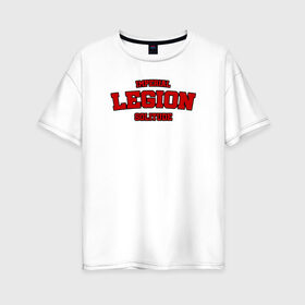Женская футболка хлопок Oversize с принтом Imperial Legion - Skyrim в Белгороде, 100% хлопок | свободный крой, круглый ворот, спущенный рукав, длина до линии бедер
 | skyrim | solitude | tes | varsity | видеоигры | империя | легион | скайрим | солитьюд | тамриэль