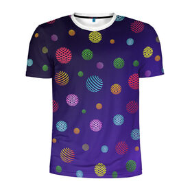 Мужская футболка 3D спортивная с принтом Разноцветные шары, планеты в Белгороде, 100% полиэстер с улучшенными характеристиками | приталенный силуэт, круглая горловина, широкие плечи, сужается к линии бедра | Тематика изображения на принте: abstract shapes | blue | colorful balls | galaxy | green | orange | planets | purple | red | shapes | space | yellow | абстрактные фигуры | галактика | желтый | зеленый | космос | красный | оранжевый | планеты | разноцветные шары | фигуры | фиол