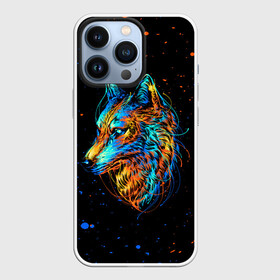 Чехол для iPhone 13 Pro с принтом КРАСОЧНЫЙ ВОЛК в Белгороде,  |  | colors | dog | paints | wolf | брызги | волк | деревья | красивый лес | краски | лес | листья | природа | собака | темный лес