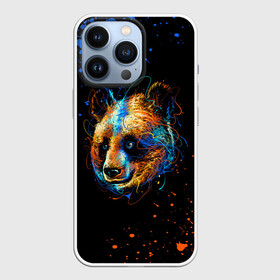 Чехол для iPhone 13 Pro с принтом КРАСОЧНАЯ ПАНДА в Белгороде,  |  | blue | colors | orange | paints | panda | брызги | краски | медведь | панда