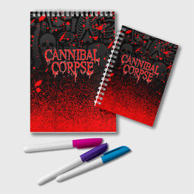 Блокнот с принтом CANNIBAL CORPSE в Белгороде, 100% бумага | 48 листов, плотность листов — 60 г/м2, плотность картонной обложки — 250 г/м2. Листы скреплены удобной пружинной спиралью. Цвет линий — светло-серый
 | Тематика изображения на принте: cannibal corpse | evisceration plague | hammer smashed face. | violence unimagined | дэт метал | музыка | рок | труп каннибала