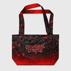 Пляжная сумка 3D с принтом CANNIBAL CORPSE в Белгороде, 100% полиэстер | застегивается на металлическую кнопку; внутренний карман застегивается на молнию. Стенки укреплены специальным мягким материалом, чтобы защитить содержимое от несильных ударов
 | cannibal corpse | evisceration plague | hammer smashed face. | violence unimagined | дэт метал | музыка | рок | труп каннибала