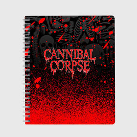 Тетрадь с принтом CANNIBAL CORPSE в Белгороде, 100% бумага | 48 листов, плотность листов — 60 г/м2, плотность картонной обложки — 250 г/м2. Листы скреплены сбоку удобной пружинной спиралью. Уголки страниц и обложки скругленные. Цвет линий — светло-серый
 | Тематика изображения на принте: cannibal corpse | evisceration plague | hammer smashed face. | violence unimagined | дэт метал | музыка | рок | труп каннибала