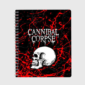 Тетрадь с принтом CANNIBAL CORPSE в Белгороде, 100% бумага | 48 листов, плотность листов — 60 г/м2, плотность картонной обложки — 250 г/м2. Листы скреплены сбоку удобной пружинной спиралью. Уголки страниц и обложки скругленные. Цвет линий — светло-серый
 | cannibal corpse | evisceration plague | hammer smashed face. | violence unimagined | дэт метал | музыка | рок | труп каннибала