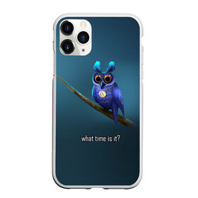 Чехол для iPhone 11 Pro матовый с принтом Owl в Белгороде, Силикон |  | what time is it | время | синий | сова | темный фон