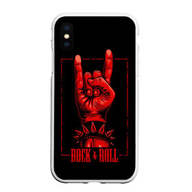 Чехол для iPhone XS Max матовый с принтом Rock & Roll в Белгороде, Силикон | Область печати: задняя сторона чехла, без боковых панелей | rock  roll | знак рок | рок | рок н ролл | рука