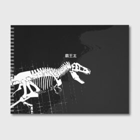 Альбом для рисования с принтом T-rex в Белгороде, 100% бумага
 | матовая бумага, плотность 200 мг. | Тематика изображения на принте: t rex | динозавр | древний | иероглифы | краска | разводы | скелет | тиранозавр | череп