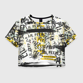 Женская футболка Crop-top 3D с принтом LIL PEEP Vintage Graffiti Wall в Белгороде, 100% полиэстер | круглая горловина, длина футболки до линии талии, рукава с отворотами | baby | bart | bird | cry | cry baby | cry dead smile | crybaby | gucci gang | lil peep | lil prince | logobombing | love | pattern | pink | граффити | гуччи | зарубежная музыка | лил пип | логобомбинг | любовь | маленький принц | малыш | патт