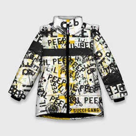 Зимняя куртка для девочек 3D с принтом LIL PEEP Vintage Graffiti Wall в Белгороде, ткань верха — 100% полиэстер; подклад — 100% полиэстер, утеплитель — 100% полиэстер. | длина ниже бедра, удлиненная спинка, воротник стойка и отстегивающийся капюшон. Есть боковые карманы с листочкой на кнопках, утяжки по низу изделия и внутренний карман на молнии. 

Предусмотрены светоотражающий принт на спинке, радужный светоотражающий элемент на пуллере молнии и на резинке для утяжки. | baby | bart | bird | cry | cry baby | cry dead smile | crybaby | gucci gang | lil peep | lil prince | logobombing | love | pattern | pink | граффити | гуччи | зарубежная музыка | лил пип | логобомбинг | любовь | маленький принц | малыш | патт