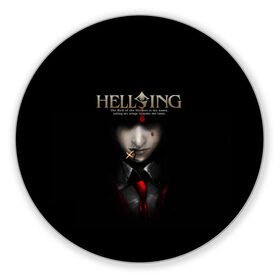 Коврик для мышки круглый с принтом Хелсинг в Белгороде, резина и полиэстер | круглая форма, изображение наносится на всю лицевую часть | алукард | аниме | вампир | крест | кровь | манга | хеллсинг | хелсинг