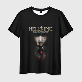 Мужская футболка 3D с принтом Хелсинг в Белгороде, 100% полиэфир | прямой крой, круглый вырез горловины, длина до линии бедер | Тематика изображения на принте: алукард | аниме | вампир | крест | кровь | манга | хеллсинг | хелсинг