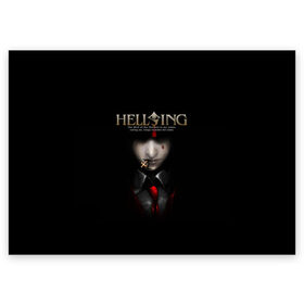 Поздравительная открытка с принтом Хелсинг в Белгороде, 100% бумага | плотность бумаги 280 г/м2, матовая, на обратной стороне линовка и место для марки
 | Тематика изображения на принте: алукард | аниме | вампир | крест | кровь | манга | хеллсинг | хелсинг