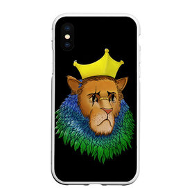 Чехол для iPhone XS Max матовый с принтом Lion_art в Белгороде, Силикон | Область печати: задняя сторона чехла, без боковых панелей | king | lion | корона | кошка | лев | перья | царь | царь зверей