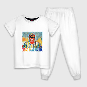 Детская пижама хлопок с принтом Diego Maradona в Белгороде, 100% хлопок |  брюки и футболка прямого кроя, без карманов, на брюках мягкая резинка на поясе и по низу штанин
 | argentina | football | maradona | messi | аргентина | гол | диего | марадона | месси | мяч | рука бога | спорт | футбол | чемпион
