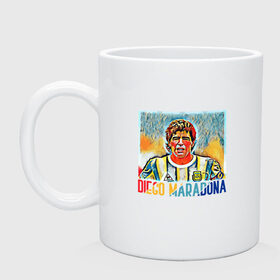 Кружка керамическая с принтом Diego Maradona в Белгороде, керамика | объем — 330 мл, диаметр — 80 мм. Принт наносится на бока кружки, можно сделать два разных изображения | Тематика изображения на принте: argentina | football | maradona | messi | аргентина | гол | диего | марадона | месси | мяч | рука бога | спорт | футбол | чемпион