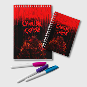 Блокнот с принтом CANNIBAL CORPSE в Белгороде, 100% бумага | 48 листов, плотность листов — 60 г/м2, плотность картонной обложки — 250 г/м2. Листы скреплены удобной пружинной спиралью. Цвет линий — светло-серый
 | blood | cannibal corpse | death metal | grunge | hardcore | music | punk | rock | usa | группа | канибал | кровь | метал | музыка | рок | сша | труп