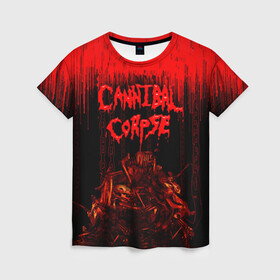 Женская футболка 3D с принтом CANNIBAL CORPSE в Белгороде, 100% полиэфир ( синтетическое хлопкоподобное полотно) | прямой крой, круглый вырез горловины, длина до линии бедер | blood | cannibal corpse | death metal | grunge | hardcore | music | punk | rock | usa | группа | канибал | кровь | метал | музыка | рок | сша | труп