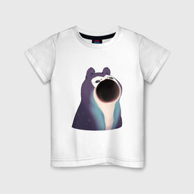 Детская футболка хлопок с принтом Голодный зверь в Белгороде, 100% хлопок | круглый вырез горловины, полуприлегающий силуэт, длина до линии бедер | pop cat | арт | бедна | голод | кот | кошка | мем | необычное животное | пасть | птица | рисунок | сова