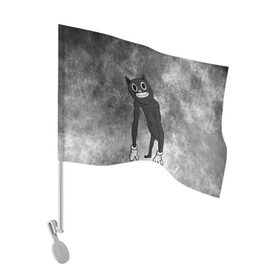 Флаг для автомобиля с принтом Cartoon cat в Белгороде, 100% полиэстер | Размер: 30*21 см | cartoon cat | crazy | horror | kitty | monster | безумный | враг | животные | зверь | злодей | злой кот | зубы | картун кэт | киска | кот | кошак | монстр | мультяшный кот | оскал | персонаж | страшилки | сумасшедший