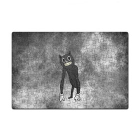 Пазл магнитный 126 элементов с принтом Cartoon cat в Белгороде, полимерный материал с магнитным слоем | 126 деталей, размер изделия —  180*270 мм | Тематика изображения на принте: cartoon cat | crazy | horror | kitty | monster | безумный | враг | животные | зверь | злодей | злой кот | зубы | картун кэт | киска | кот | кошак | монстр | мультяшный кот | оскал | персонаж | страшилки | сумасшедший