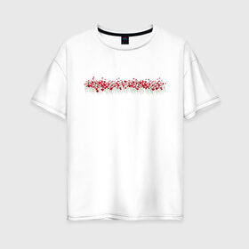 Женская футболка хлопок Oversize с принтом Красные цветы в Белгороде, 100% хлопок | свободный крой, круглый ворот, спущенный рукав, длина до линии бедер
 | вектор | картинки | лето | популярные | прикольные | природа | тренды | цветы