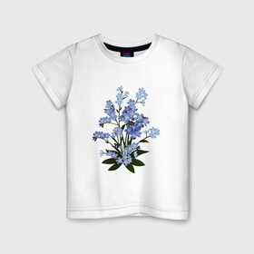Детская футболка хлопок с принтом Незабудка в Белгороде, 100% хлопок | круглый вырез горловины, полуприлегающий силуэт, длина до линии бедер | весна | картинки | лето | незабудка | популярные | прикольные | тренд | цветы