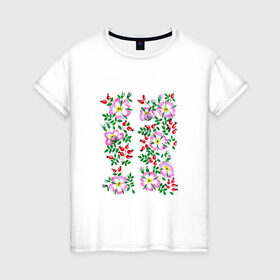Женская футболка хлопок с принтом Цветы в Белгороде, 100% хлопок | прямой крой, круглый вырез горловины, длина до линии бедер, слегка спущенное плечо | букет | картинки | лепестки | лето | популярные | прикольные | тренды | цветы