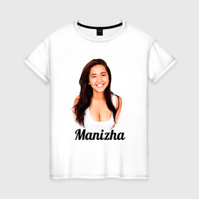 Женская футболка хлопок с принтом Манижа  Manizha в Белгороде, 100% хлопок | прямой крой, круглый вырез горловины, длина до линии бедер, слегка спущенное плечо | manizha | далеровна | душанбе | евровидение | евровидение 2021 | манижа | певица | таджикистан | хамраева
