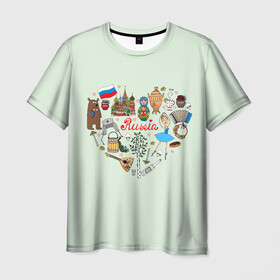 Мужская футболка 3D с принтом Россия в Белгороде, 100% полиэфир | прямой крой, круглый вырез горловины, длина до линии бедер | Тематика изображения на принте: балалайка | балерина | матрешка | медведь | россия | храм василия блаженого