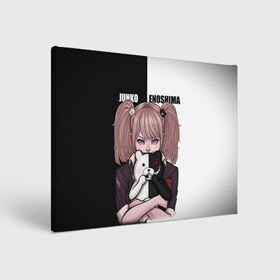 Холст прямоугольный с принтом MONOKUMA  JUNKO в Белгороде, 100% ПВХ |  | anime | danganronpa | enoshima | junko | monokuma | аниме | джунко | игра | манга | медведь | монокума | робот медведь | эношима