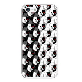 Чехол для iPhone 5/5S матовый с принтом MONOKUMA  МОНОКУМА PATTERN в Белгороде, Силикон | Область печати: задняя сторона чехла, без боковых панелей | anime | danganronpa | enoshima | junko | monokuma | аниме | джунко | игра | манга | медведь | монокума | робот медведь | эношима