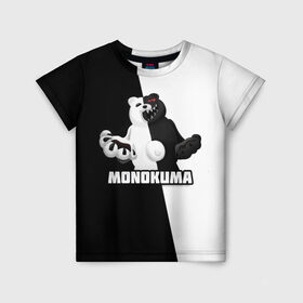 Детская футболка 3D с принтом МОНОКУМА в Белгороде, 100% гипоаллергенный полиэфир | прямой крой, круглый вырез горловины, длина до линии бедер, чуть спущенное плечо, ткань немного тянется | anime | danganronpa | enoshima | junko | monokuma | аниме | джунко | игра | манга | медведь | монокума | робот медведь | эношима