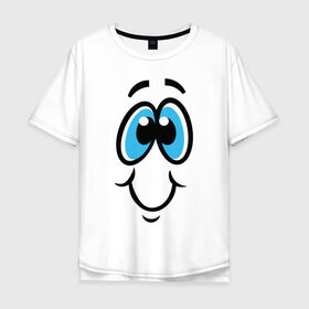 Мужская футболка хлопок Oversize с принтом Забавный смайл в Белгороде, 100% хлопок | свободный крой, круглый ворот, “спинка” длиннее передней части | лицо | мультфильм | настроение | позитив | радость | смайлик | смешно | смешное лицо | счастье | улыбка | эмоции