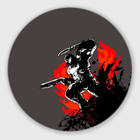 Коврик для мышки круглый с принтом Doom Eternal  в Белгороде, резина и полиэстер | круглая форма, изображение наносится на всю лицевую часть | doom eternal | герой | дум | игра | палач рока | персонаж | пламя