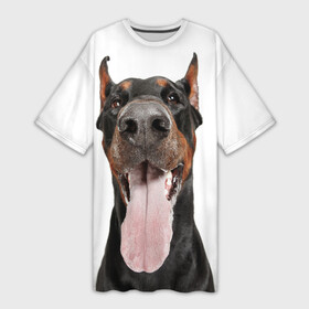 Платье-футболка 3D с принтом Доберман   Doberman в Белгороде,  |  | doberman | dog | барбос | доберман | друг человека | пёс | псина | собака | собачка | собачонка | четвероногий друг | щенок