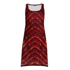 Платье-майка 3D с принтом Red Snake в Белгороде, 100% полиэстер | полуприлегающий силуэт, широкие бретели, круглый вырез горловины, удлиненный подол сзади. | reptile | scale | skin | snake | чешуя