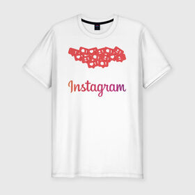 Мужская футболка хлопок Slim с принтом Instagram в Белгороде, 92% хлопок, 8% лайкра | приталенный силуэт, круглый вырез ворота, длина до линии бедра, короткий рукав | facebook | instagram | инста | инстаграм | платформа | приложение | редактор фотографий | социальная сеть | соцсеть