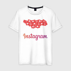 Мужская футболка хлопок с принтом Instagram в Белгороде, 100% хлопок | прямой крой, круглый вырез горловины, длина до линии бедер, слегка спущенное плечо. | facebook | instagram | инста | инстаграм | платформа | приложение | редактор фотографий | социальная сеть | соцсеть