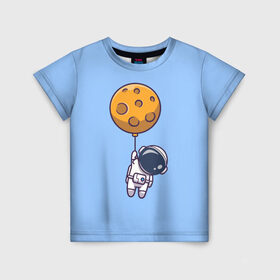 Детская футболка 3D с принтом Космонавт с шариком в Белгороде, 100% гипоаллергенный полиэфир | прямой крой, круглый вырез горловины, длина до линии бедер, чуть спущенное плечо, ткань немного тянется | cosmonaut | граффити | космонавт | космонавт с шариком | космос | милый космонавт | рисунок | шарик планета
