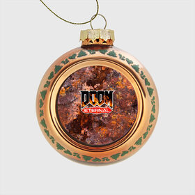 Стеклянный ёлочный шар с принтом DOOM Eternal (логотип) в Белгороде, Стекло | Диаметр: 80 мм | doom | doom eternal | дум | игра | логотип | шутер