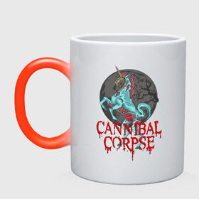 Кружка хамелеон с принтом Cannibal Corpse | Труп Каннибала (Z) в Белгороде, керамика | меняет цвет при нагревании, емкость 330 мл | Тематика изображения на принте: cannibal | cannibal corpse | corpse | death metal | deathgrind | алекс уэбстер | брутальный дэт метал | дэт метал | дэтграйнд | пол мазуркевич | роб барретт | труп каннибала