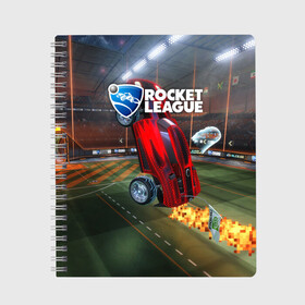 Тетрадь с принтом Rocket League в Белгороде, 100% бумага | 48 листов, плотность листов — 60 г/м2, плотность картонной обложки — 250 г/м2. Листы скреплены сбоку удобной пружинной спиралью. Уголки страниц и обложки скругленные. Цвет линий — светло-серый
 | cars | game | games | rocket league | гонка | гонки | машина | машины | рокет лига