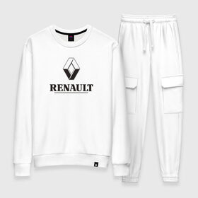 Женский костюм хлопок с принтом Renault Logo | Рено логотип в Белгороде, 100% хлопок | на свитшоте круглая горловина, мягкая резинка по низу. Брюки заужены к низу, на них два вида карманов: два 