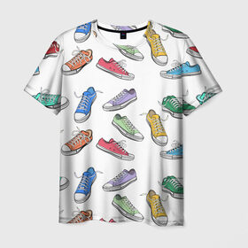 Мужская футболка 3D с принтом Кеды / Sneakers в Белгороде, 100% полиэфир | прямой крой, круглый вырез горловины, длина до линии бедер | half sneakers | shoes | sneakers | кеды | крассы | кроссовки | обувь | полукеды | спорт