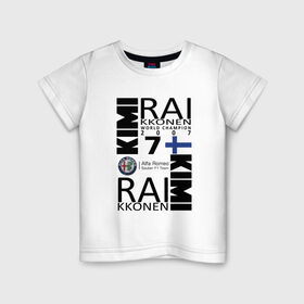 Детская футболка хлопок с принтом Kimi Raikkonen в Белгороде, 100% хлопок | круглый вырез горловины, полуприлегающий силуэт, длина до линии бедер | f1 | kimi raikkonen | кими | райкконен | формула 1